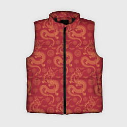 Женский жилет Dragon red pattern, цвет: 3D-черный