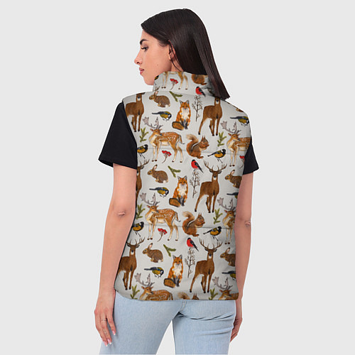 Женский жилет Лесные животные / 3D-Черный – фото 4