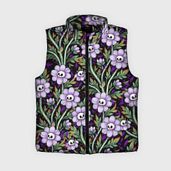 Женский жилет Цветы с черепами, цвет: 3D-черный