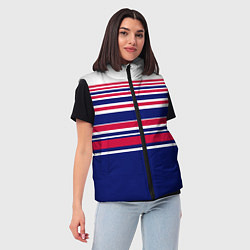 Женский жилет Красные и синие полосы на белом фоне, цвет: 3D-светло-серый — фото 2