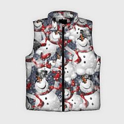 Женский жилет Зимний паттерн со снеговиками, цвет: 3D-черный