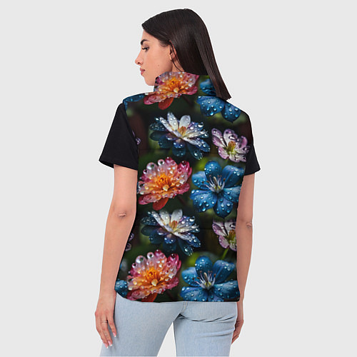 Женский жилет Капли на цветах / 3D-Красный – фото 4