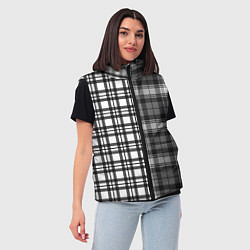 Женский жилет Черно-белый паттерн клетка, цвет: 3D-светло-серый — фото 2