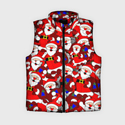 Женский жилет Новогодний паттерн с дедами морозами, цвет: 3D-черный