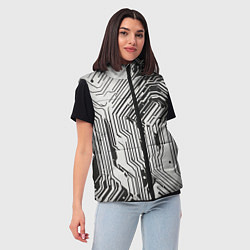 Женский жилет Белые полосы на чёрном фоне, цвет: 3D-черный — фото 2