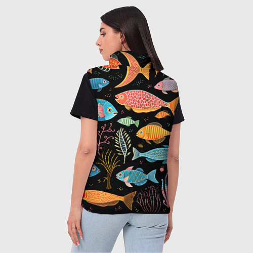 Женский жилет Фолк-арт рыбовы / 3D-Светло-серый – фото 4