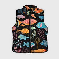 Женский жилет Фолк-арт рыбовы, цвет: 3D-светло-серый