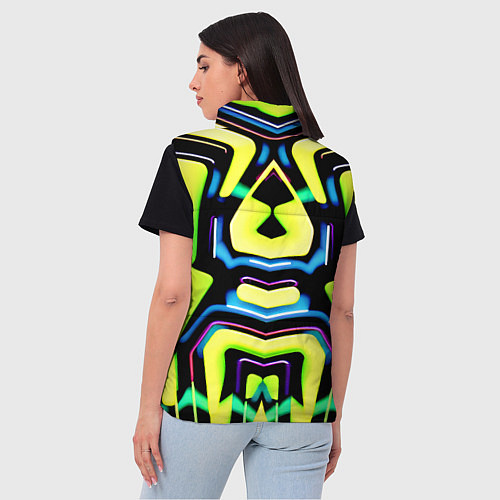 Женский жилет Mirror abstract composition - неон / 3D-Черный – фото 4
