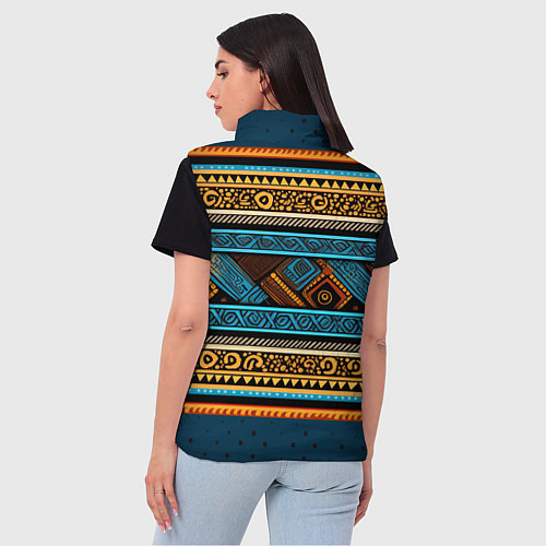 Женский жилет Этнический рисунок в горизонтальную полоску / 3D-Светло-серый – фото 4