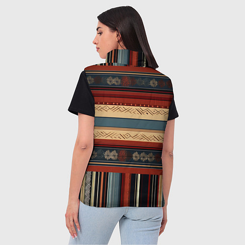 Женский жилет Этнический принт в полоску / 3D-Красный – фото 4