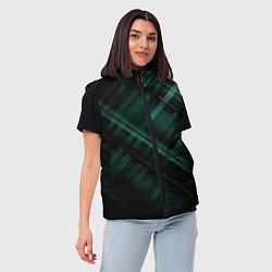 Женский жилет Тёмно-зелёная шотландская клетка, цвет: 3D-черный — фото 2