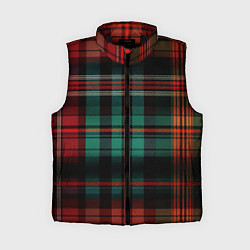 Женский жилет Красно-зелёная шотландская клетка