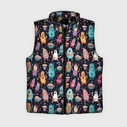 Женский жилет Весёлые монстры на вечеринке, цвет: 3D-черный