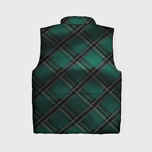 Женский жилет Тёмно-зелёная диагональная шотландская клетка / 3D-Светло-серый – фото 2