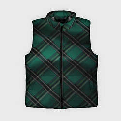 Женский жилет Тёмно-зелёная диагональная шотландская клетка