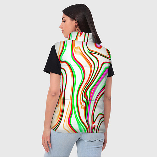 Женский жилет Разноцветные волнистые линии абстракция / 3D-Светло-серый – фото 4