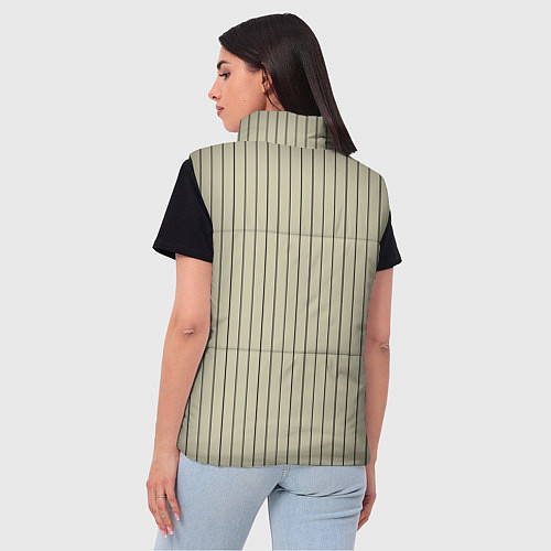 Женский жилет Серо-бежевый широкая полоска / 3D-Черный – фото 4