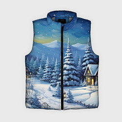 Женский жилет Новогодние елки в снегу, цвет: 3D-светло-серый