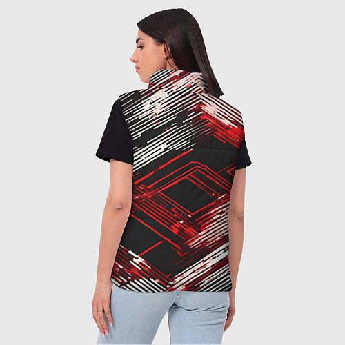 Женский жилет Киберпанк линии белые и красные / 3D-Светло-серый – фото 4