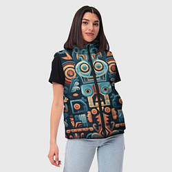 Женский жилет Симметричный абстрактный паттерн в ацтекском стиле, цвет: 3D-красный — фото 2