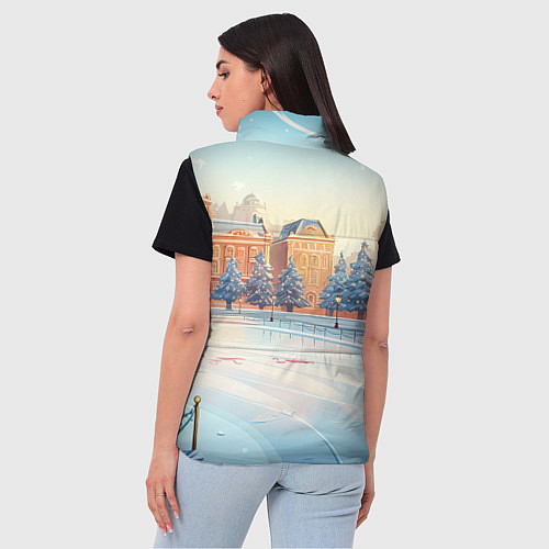 Женский жилет Новогодняя городская площадь / 3D-Красный – фото 4