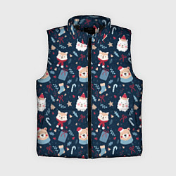 Женский жилет New years pattern with animals, цвет: 3D-черный
