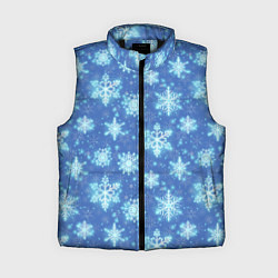 Женский жилет Pattern with bright snowflakes, цвет: 3D-черный