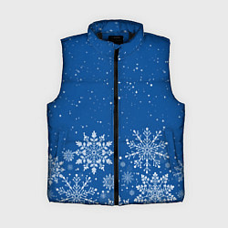 Женский жилет Текстура снежинок на синем фоне, цвет: 3D-черный