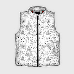 Женский жилет Черно-белый новогодний патерн, цвет: 3D-красный