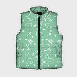 Женский жилет Зеленый рождественский узор с оленями
