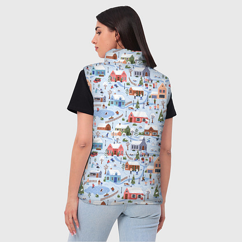 Женский жилет Зимние зарисовки / 3D-Черный – фото 4