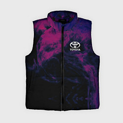 Женский жилет Тойота на фоне сиреневого дыма