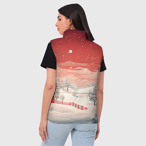 Женский жилет Завораживающий зимний пейзаж / 3D-Черный – фото 4