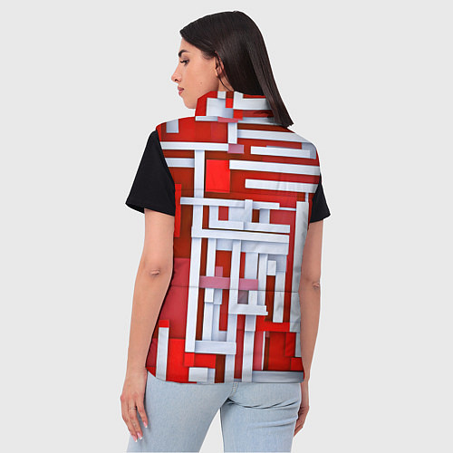 Женский жилет Полосы на красном фоне / 3D-Красный – фото 4