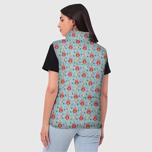 Женский жилет Новогодние медвежата с подарками / 3D-Красный – фото 4