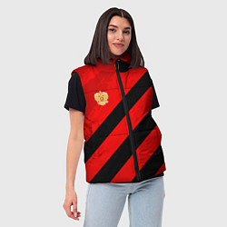 Женский жилет Герб РФ - красная абстракция, цвет: 3D-светло-серый — фото 2