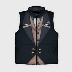 Женский жилет Фрак тёмно-зелёный с хлястиком