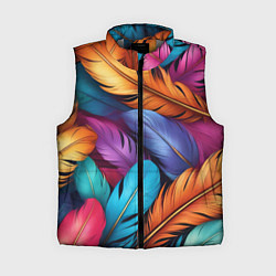 Женский жилет Перья паттерн - нейросеть, цвет: 3D-светло-серый