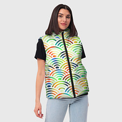 Женский жилет Белая рыба - чешуя-волна, цвет: 3D-черный — фото 2