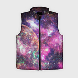 Женский жилет Пурпурные космические туманности со звездами, цвет: 3D-светло-серый