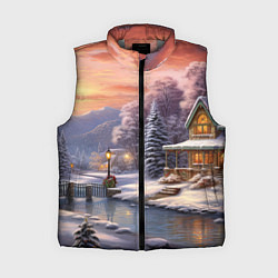 Женский жилет Зима в городе, цвет: 3D-светло-серый