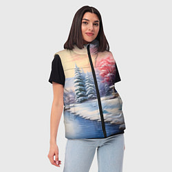 Женский жилет Сказочная метель подарков, цвет: 3D-красный — фото 2