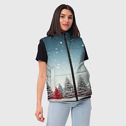 Женский жилет Волшебство зимней природы иней на деревьях, цвет: 3D-светло-серый — фото 2