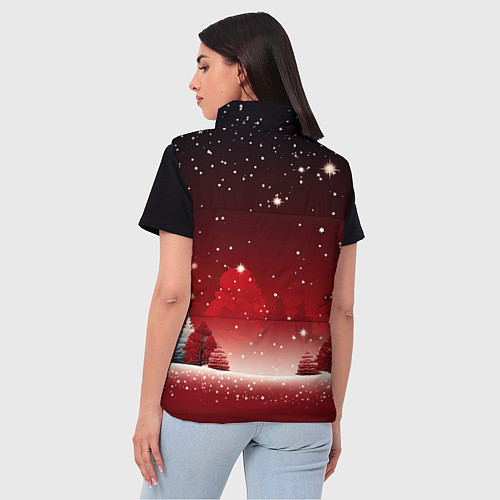 Женский жилет Зимний берег реки с деревьями и льдом / 3D-Черный – фото 4