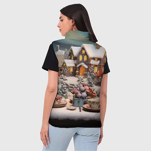 Женский жилет Объемные новогодние домики / 3D-Черный – фото 4