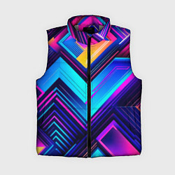 Женский жилет Геометрическая неоновая абстракция, цвет: 3D-светло-серый