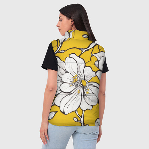 Женский жилет Японский паттерн цветов / 3D-Черный – фото 4