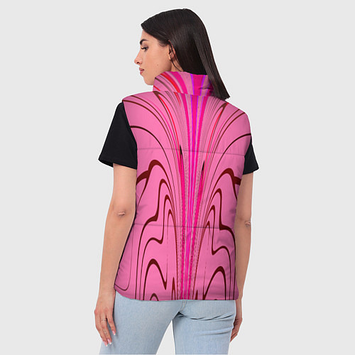 Женский жилет Плавные линии на розовом фоне / 3D-Светло-серый – фото 4