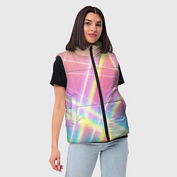 Женский жилет Хаотичные неоновые линии, цвет: 3D-светло-серый — фото 2