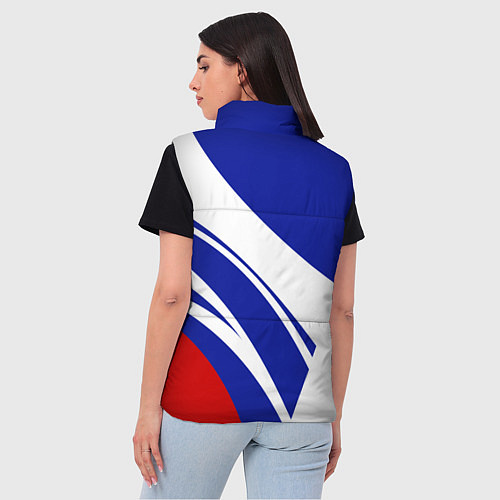 Женский жилет Герб России на абстрактных полосах / 3D-Черный – фото 4